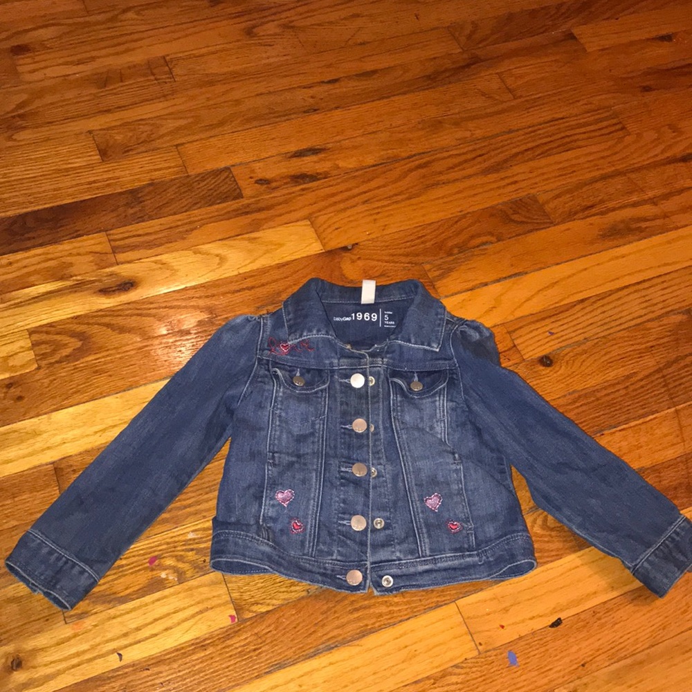Blue jean jacket with hearts 💕